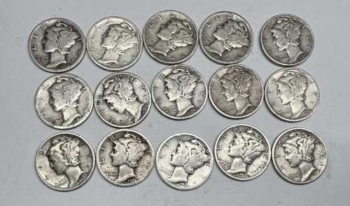 Lot # 1409 - 1.50 Face Value Mercury Dimes - 90% Silver - Unknown Grade