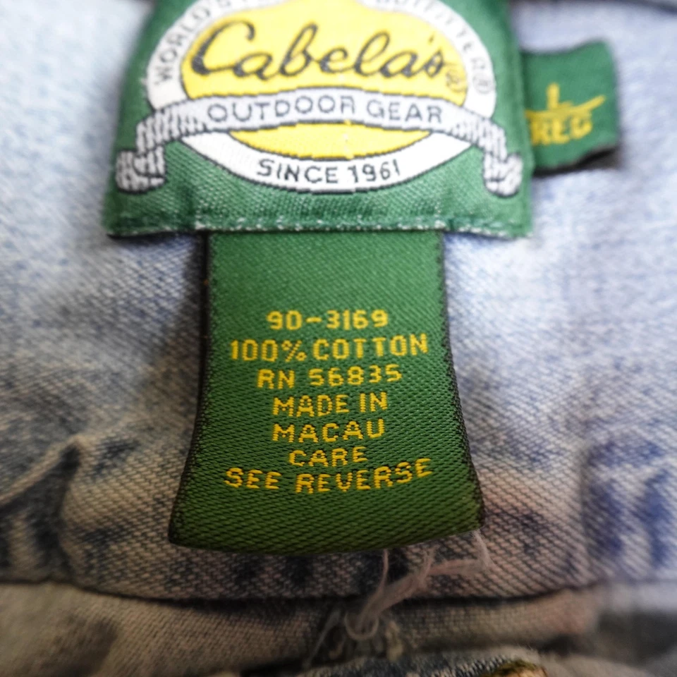 Camisa Denim Cabelas De Colección Para Hombres L Azul Manga Larga Camuflada Codos Parches Caza Años 90 Foto 4 de 4