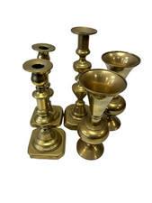 Vintage Brass Candle Holder Job Lot of 5 Candlestick Holders Various Sizes (11)