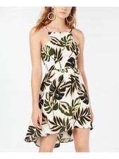 TEEZE ME Womens Hi-Lo Above The Knee Dress Green Sleeveless Halter Juniors 12