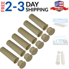 Pool Fence Deck Sleeves & Hole Caps - Tan 6 Pack - 1 Inch Pole Fencing, Inser...