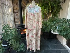 Vintage 1990s Ivory and Pink Satin Floral Christian Dior Robe Nightgown