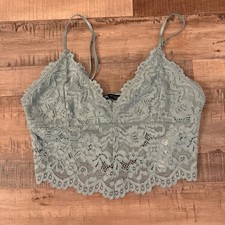 ZARA Lace Floral Light Green Camisole Tank Top M Adjustable Strap spring