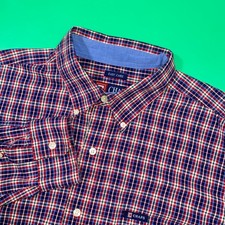 Mens Chaps Button Down Shirt Large L Plaid Checkered Long Sleeve Easy Care