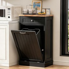 13 Gallons Tilt Out Trash Cabinet Hidden Trash Can Cabinet Kitchen Wooden Tilt