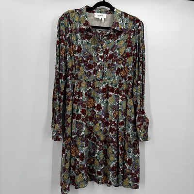 BA&SH Lady Dress Womens Large Multicolor Floral Metallic Long Sleeve Boho Lined