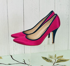 GIUSEPPE ZANOTTI DESIGN PINK SILK SATIN  NAVY BLUE DETAIL PUMPS MADE IN ITALY