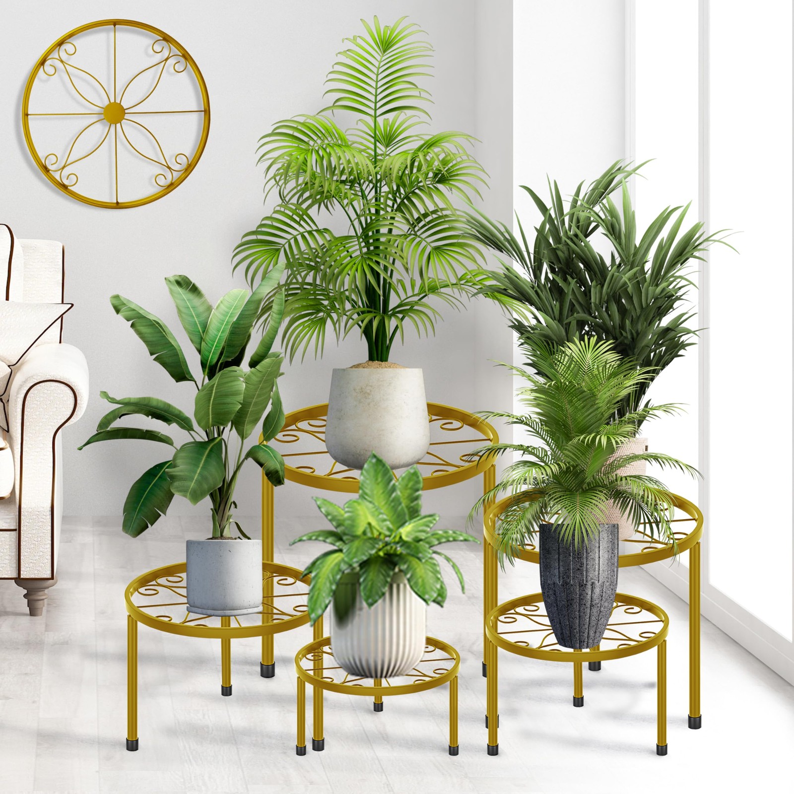 ALTRA Confezione da 5 Supporti per Piante in Metallo per Esterno Interno Supporto per Fioriera in Ferro Antiruggine...