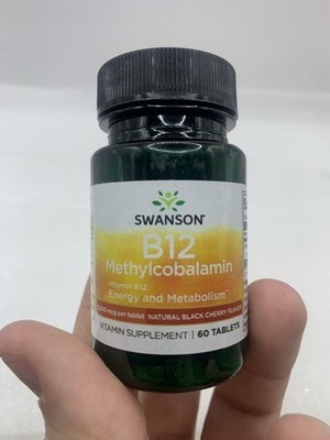 Swanson Vitamin B-12 Methylcobalamin Black Cherry Flavor 2,500 Mcg 60 Tablets BJ
