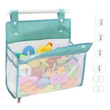 Bath Toy Organizer Multiple Ways to Hang, Extra Large Opening Bathroom Toy Blue