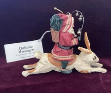 RARE 1998 House Of Hatten Christmas Ornament Santa Riding Rabbit  By RAWSON