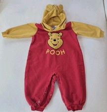 Vintage 90s Disney Winnie the Pooh Romper Red Pooh Hooded Baby 12M 24 M 2T