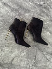 Black Snakeskin Stiletto Ankle Boots Size 7 - Brand New