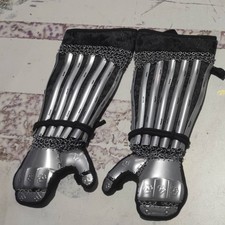 Japanese Samurai Armor Wearable Half-Sleeve Arm Guards Handmade Silver Gray Gift