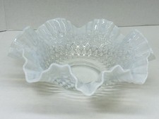 Vintage Fenton Hobnail French Opalescent Crimped Edge 10  Bowl EUC