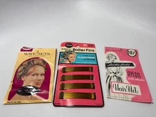 Lot Vintage Hair Style Net Goody Wil Hold Rubber Tip Roller Pins w/ Card MCM Ret