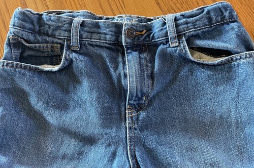 Cat and Jack Girls 16 Relaxed Straight Adj. Waist Blue Jeans - Picture 3 of 7