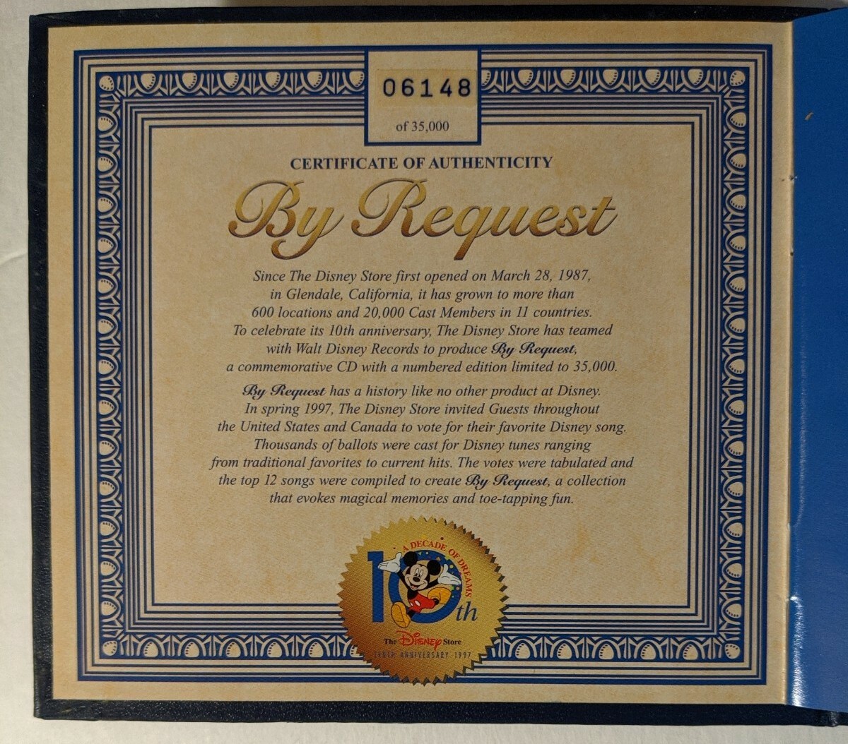 WALT DISNEY RECORDS PRESENTS BY REQUEST LIMITED EDITION CD