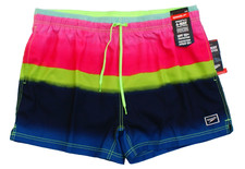 Speedo Men's XXL Pink Green Volley Swim Shorts Brief Lined Swim Trunks Stretch