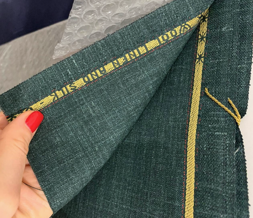LORO PIANA SUMMERTIME Suiting Fabric GREEN Wool Silk Linen Blend 3.50 meter - Picture 10 of 11