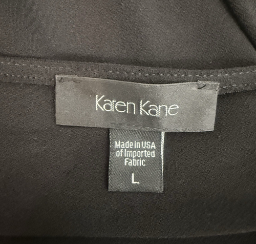 Karen Kane Womans L Black V Neck Polyester Knit Bell Sleeved Dress - Picture 3 of 7