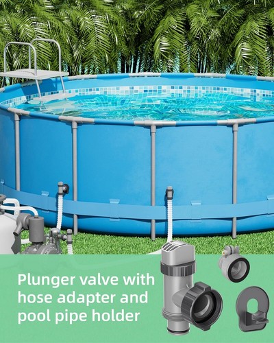 ABOVE GROUND SWIMMING POOL 2 HOSE ADAPTERS WITH 2 PLUNGER VALVES AND 2 SWIMMING - Picture 2 of 6