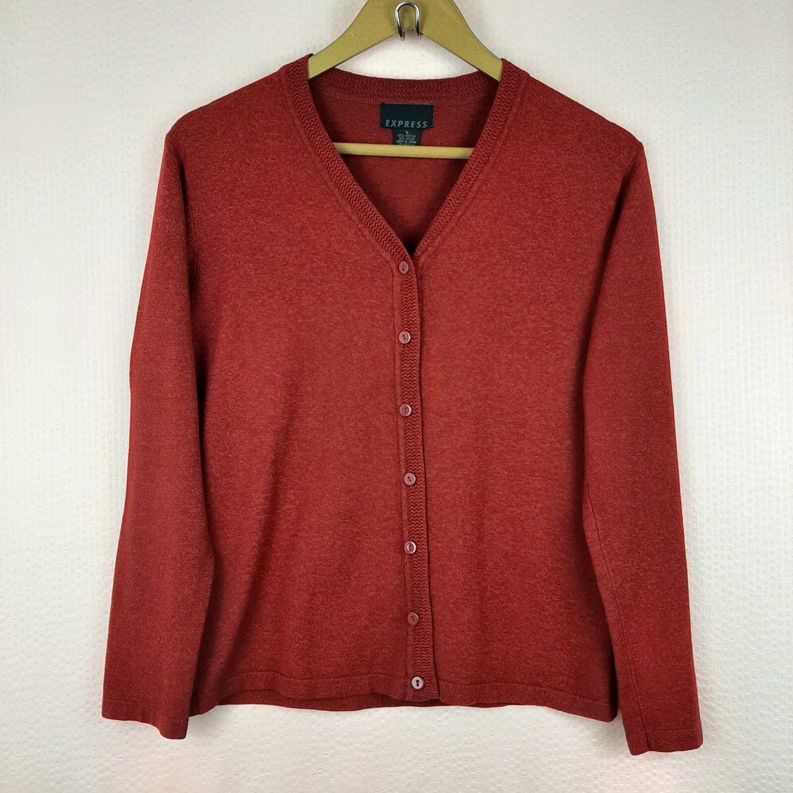 Express Women Red Button Cardigan Knit 