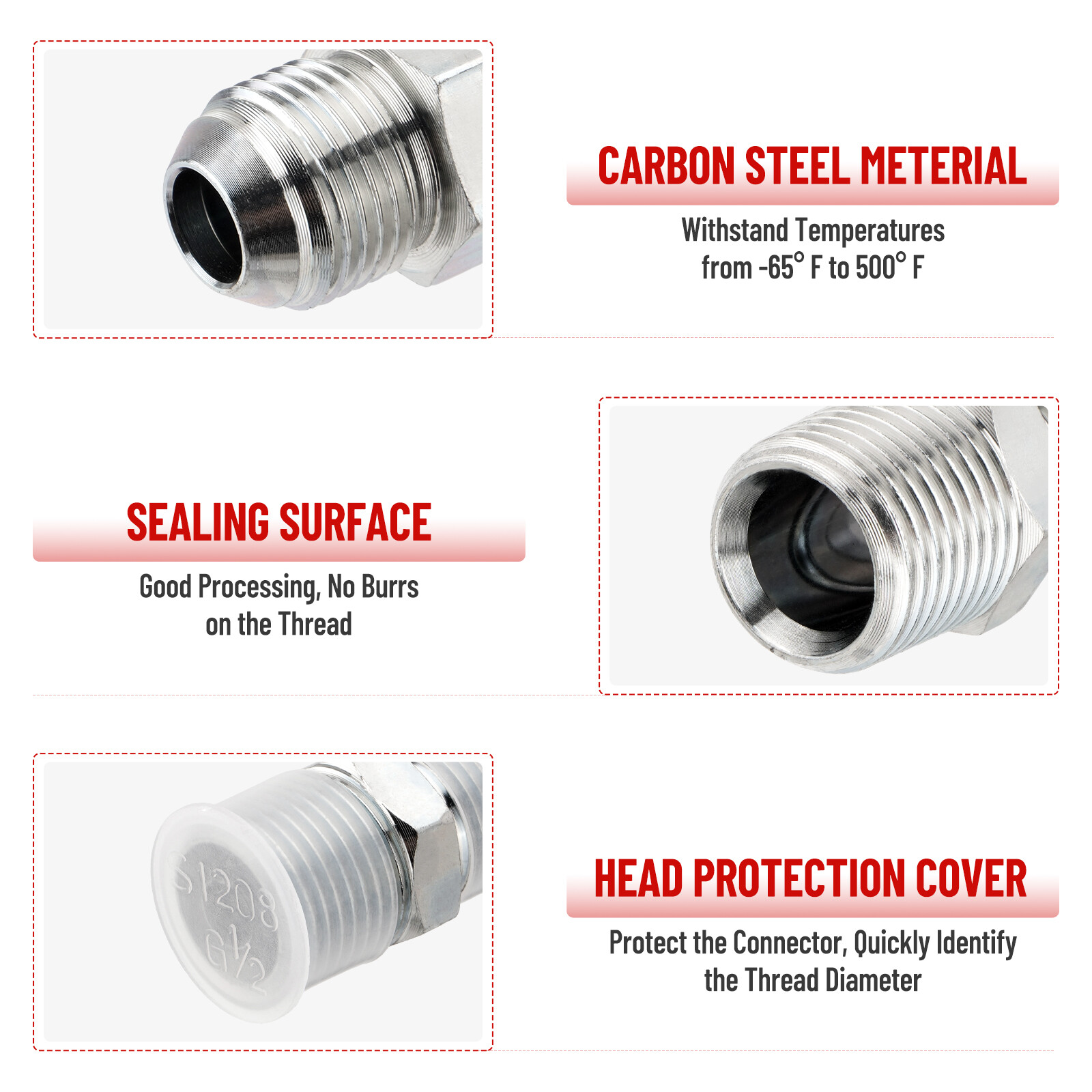 10 Pack New Hydraulic Hose Adapter Fittings: 1/2" JIC 37° Male x 1/2" NPT Male