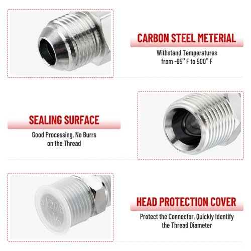 Confezione 10 Raccordi Adattatore Tubo Idraulico: 1/2" JIC 37° Maschio x 1/2" NPT Maschio USA - Foto 2 di 15