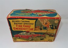 1950's Linemar Tin Toy Battery Op "Fire Chief" Mint in Box and in YELLOW Colors 