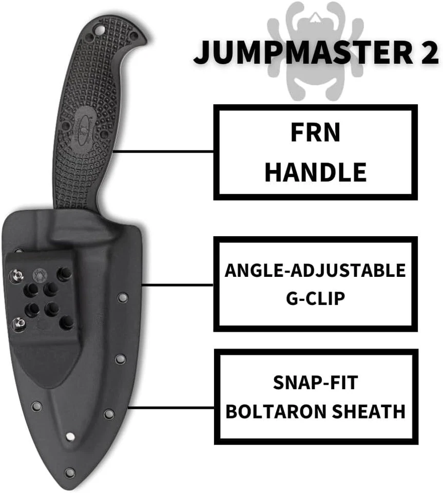 Spyderco Jumpmaster 2 FRN Black SpyderEdge 4.47" Fixed Blade Knife FB24SBK2 - Image 4 of 4