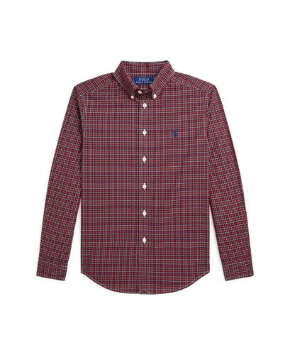 Polo Ralph Lauren RED BLACK Boy's Kids Gingham Cotton Poplin Shirt, US Medium