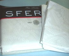 Sferra Tasso Queen White Duvet Cover Shams 4 PC Egyptian Cotton Sateen Italy New