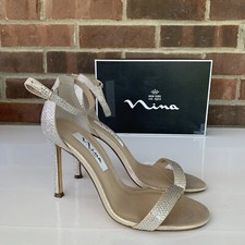 NINA Women's Dayzee Shimmer High Heel Sandals Ankle Strap US 6 M NEW