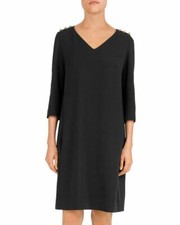 NWT - GERARD DAREL Women's 'DARYL' BUTTON DETAIL Black SHIFT DRESS - 6