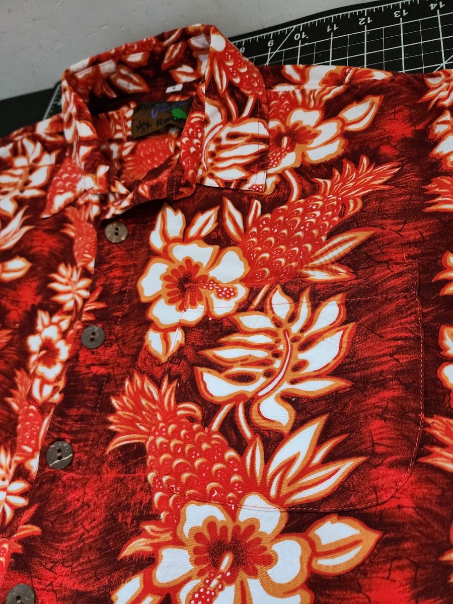 Vtg Blue Pacific Resort Shirt Men's Size M Hawaiian Orange Button