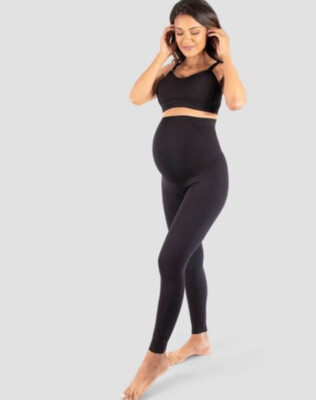 Isabel Maternity Black Footless Seamless Belly Tights Full Leg Sz Small/med