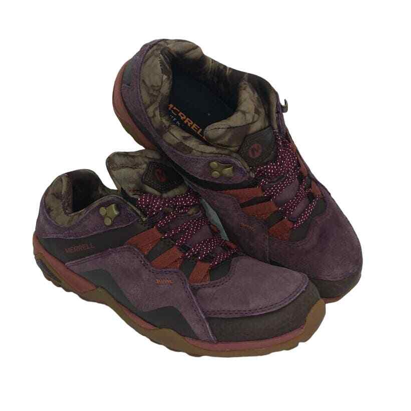 Scarpe da trekking mimetiche Merrell da donna usate viola e nero taglia 5