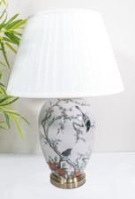 Grey Black Orange Bird Oriental Ceramic Porcelain Pattern Table Lamp G2107 