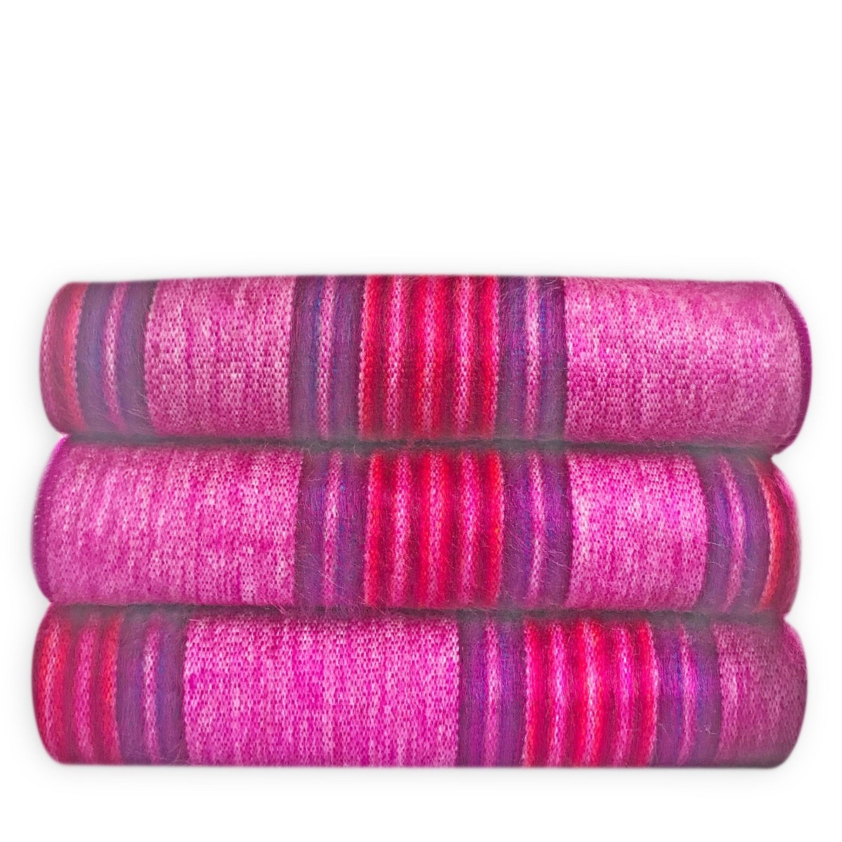 SOFT WARM PURPLE FUCHSIA STRIPED ALPACA LLAMA WOOL BLANKET PLAID QUEEN