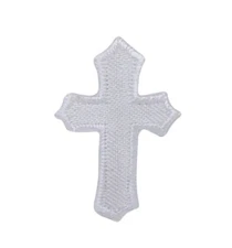 White Religious Cross Embroidered Iron on Patch