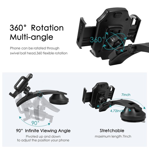 Car Phone Holder Mount Dashboard Windshield Air Vent Clip Cell Phone Holder - Picture 10 of 12