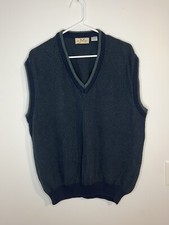 Vintage Izod Golf Sweater Vest Navy Blue  Green Grandpa Style Size Large Preppy
