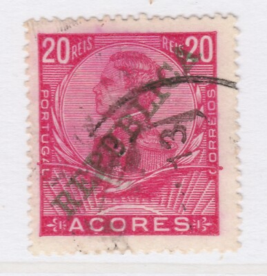 Portugal Acores Azoren 1911 D. Manuel Optd REPUBLICA 20r gebraucht A27P28F23703