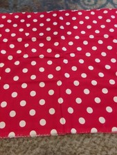Large White Polka Dot On Red Cotton Fabric By The Half Yard