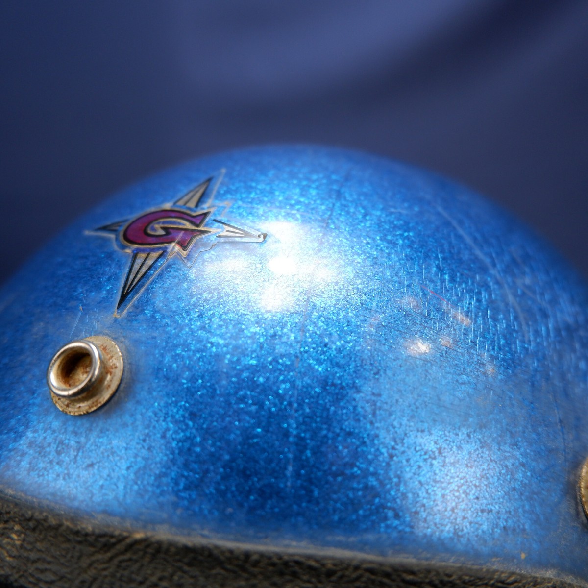 Bell Vintage 1970s Blue Glitter RT Motorcycle Helmet Size Medium 6