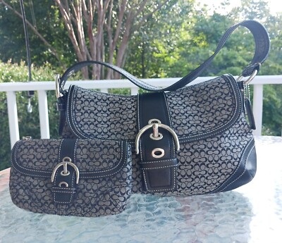 COACH コーチ　ワンショルダーバッグ　ソーホー　F10926 Coach F10926 Vintage Soho Black Leather & Signature C Canvas
