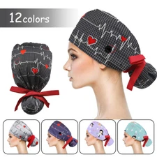 Surgical Scrub Hat Bouffant Cap For Long Hair Women Doctor Nurses Head Cover