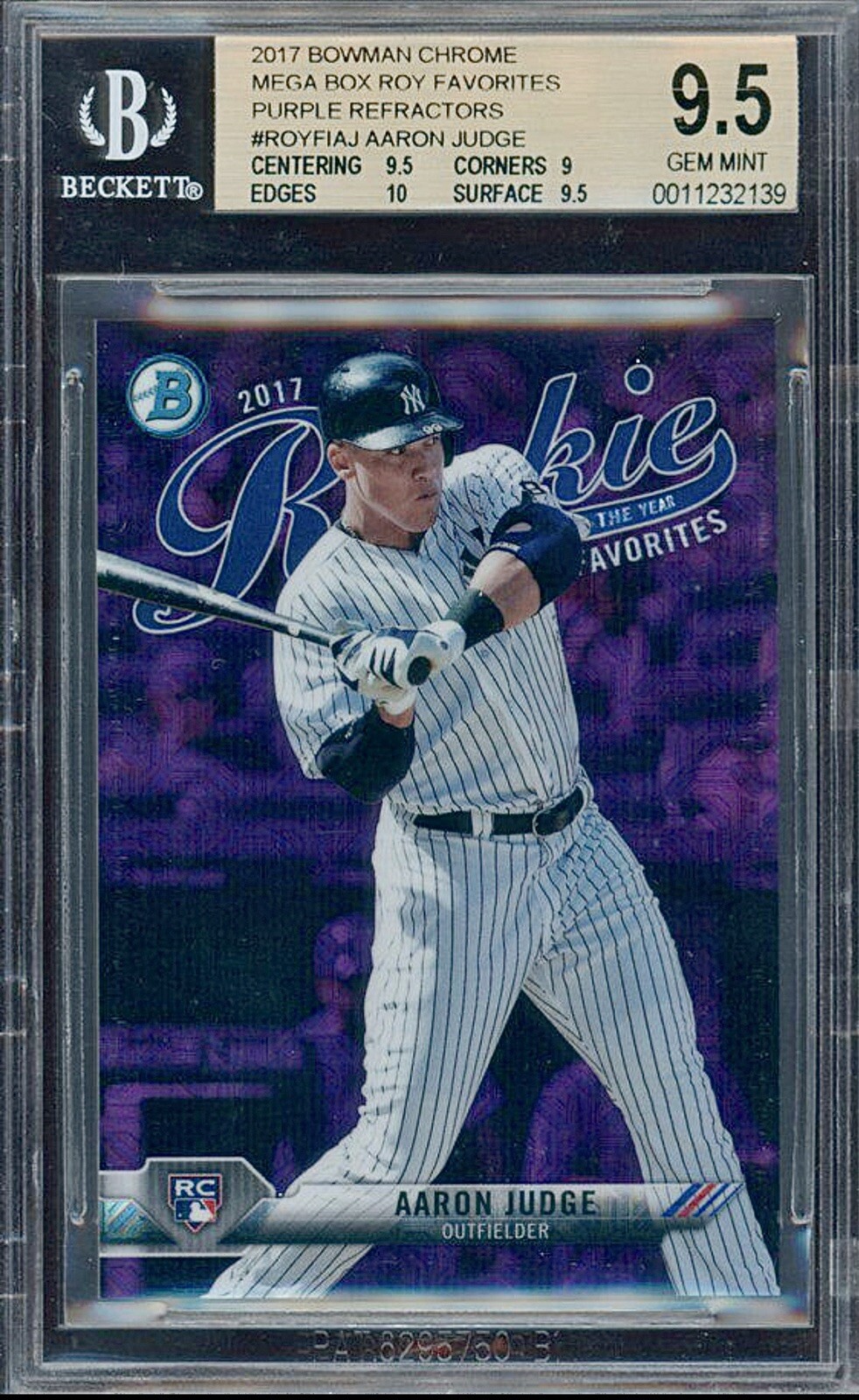 2017 Bowman Chrome Mega Box Purple /250 #ROYFIAJ Aaron Judge RC BGS 9.5 🔥⚾️🔥
