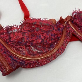 Agent Provocateur Samarra SOIREE Red Gold Viscose Leather Silk Bra 36C New
